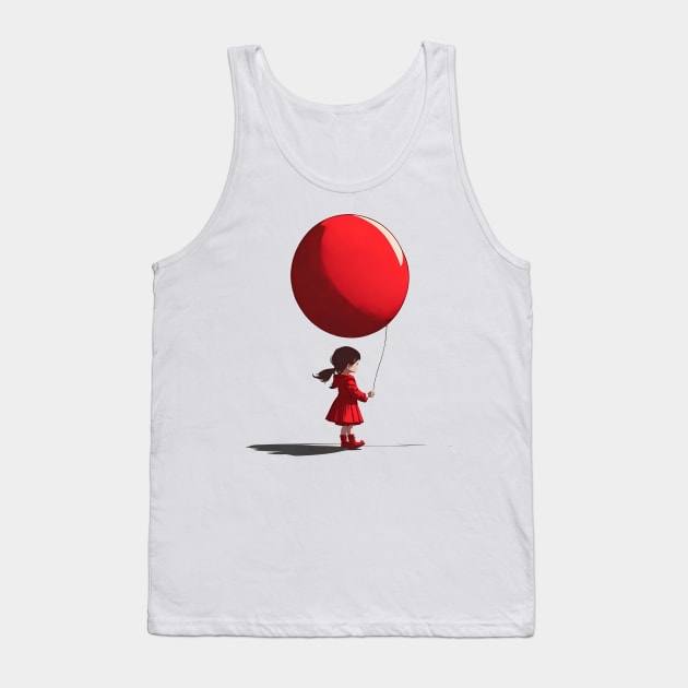 Little Girl With Big Red Balloon Tank Top by Peter Awax